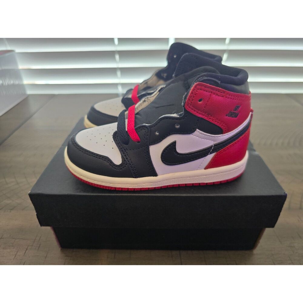 Nike Air Jordan 1 Retro High OG (TD) Black Toe Reimagined Size 8C